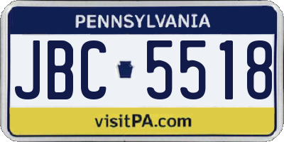 PA license plate JBC5518