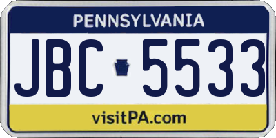 PA license plate JBC5533