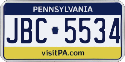 PA license plate JBC5534