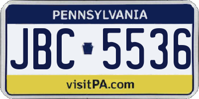 PA license plate JBC5536