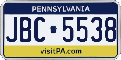 PA license plate JBC5538