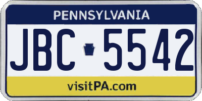 PA license plate JBC5542