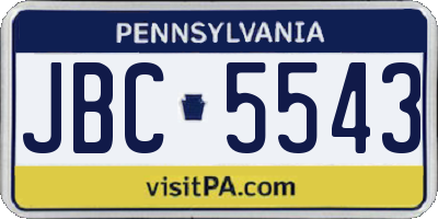 PA license plate JBC5543