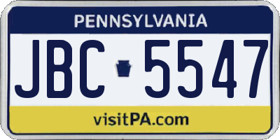 PA license plate JBC5547