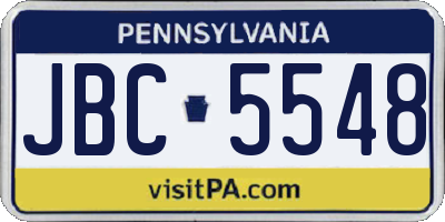 PA license plate JBC5548