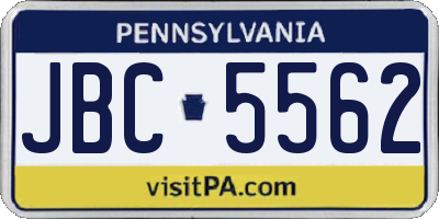 PA license plate JBC5562