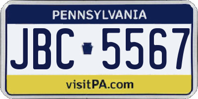 PA license plate JBC5567