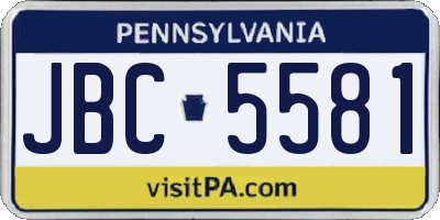 PA license plate JBC5581