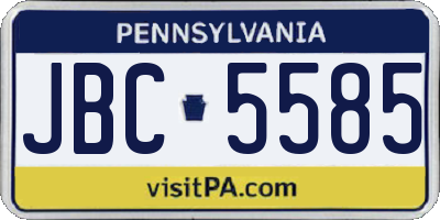 PA license plate JBC5585