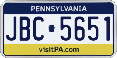 PA license plate JBC5651