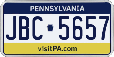 PA license plate JBC5657