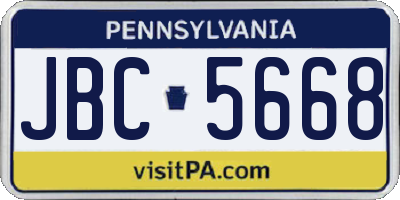 PA license plate JBC5668