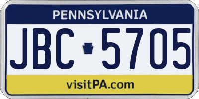 PA license plate JBC5705