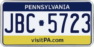 PA license plate JBC5723