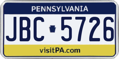 PA license plate JBC5726