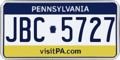 PA license plate JBC5727