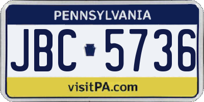 PA license plate JBC5736