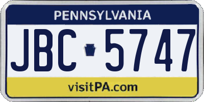 PA license plate JBC5747