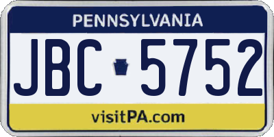 PA license plate JBC5752