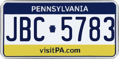 PA license plate JBC5783