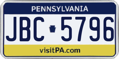 PA license plate JBC5796