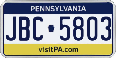 PA license plate JBC5803