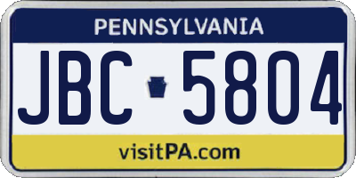 PA license plate JBC5804
