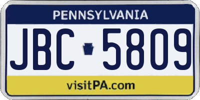 PA license plate JBC5809