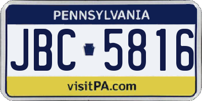 PA license plate JBC5816
