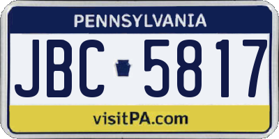 PA license plate JBC5817
