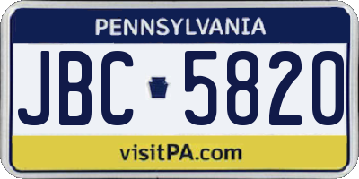 PA license plate JBC5820