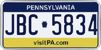 PA license plate JBC5834