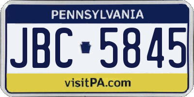 PA license plate JBC5845
