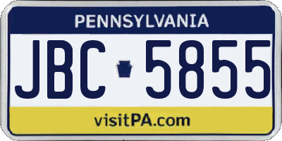 PA license plate JBC5855