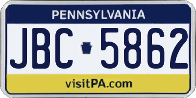 PA license plate JBC5862