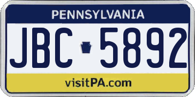 PA license plate JBC5892