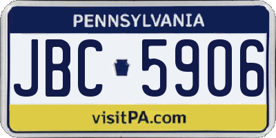 PA license plate JBC5906
