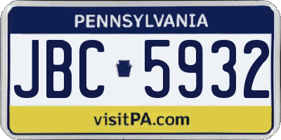 PA license plate JBC5932