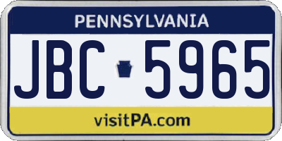 PA license plate JBC5965