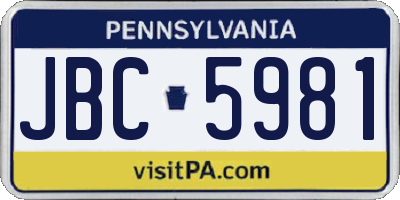 PA license plate JBC5981