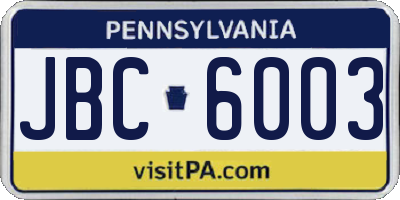 PA license plate JBC6003