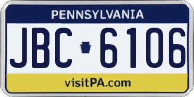 PA license plate JBC6106