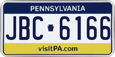 PA license plate JBC6166