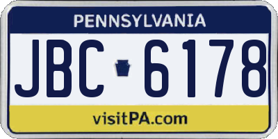 PA license plate JBC6178