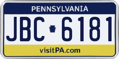 PA license plate JBC6181