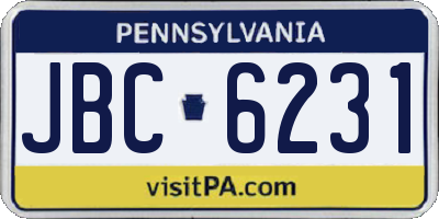 PA license plate JBC6231