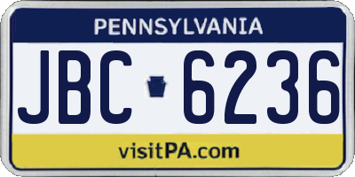 PA license plate JBC6236