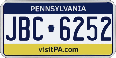 PA license plate JBC6252