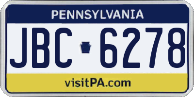 PA license plate JBC6278