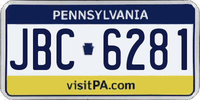 PA license plate JBC6281